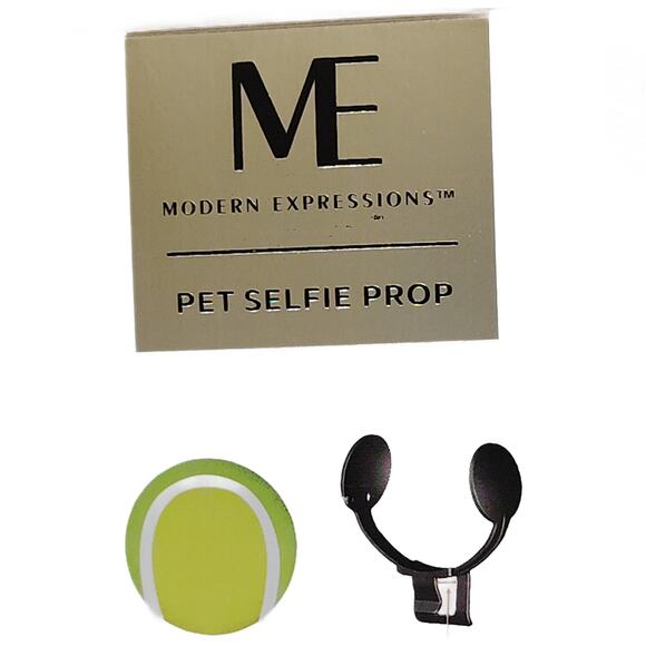 Modern Expressions Pet Selfie Prop Squeaky Tennis Ball Smartphone Attachment Toy - Picture 2 of 8